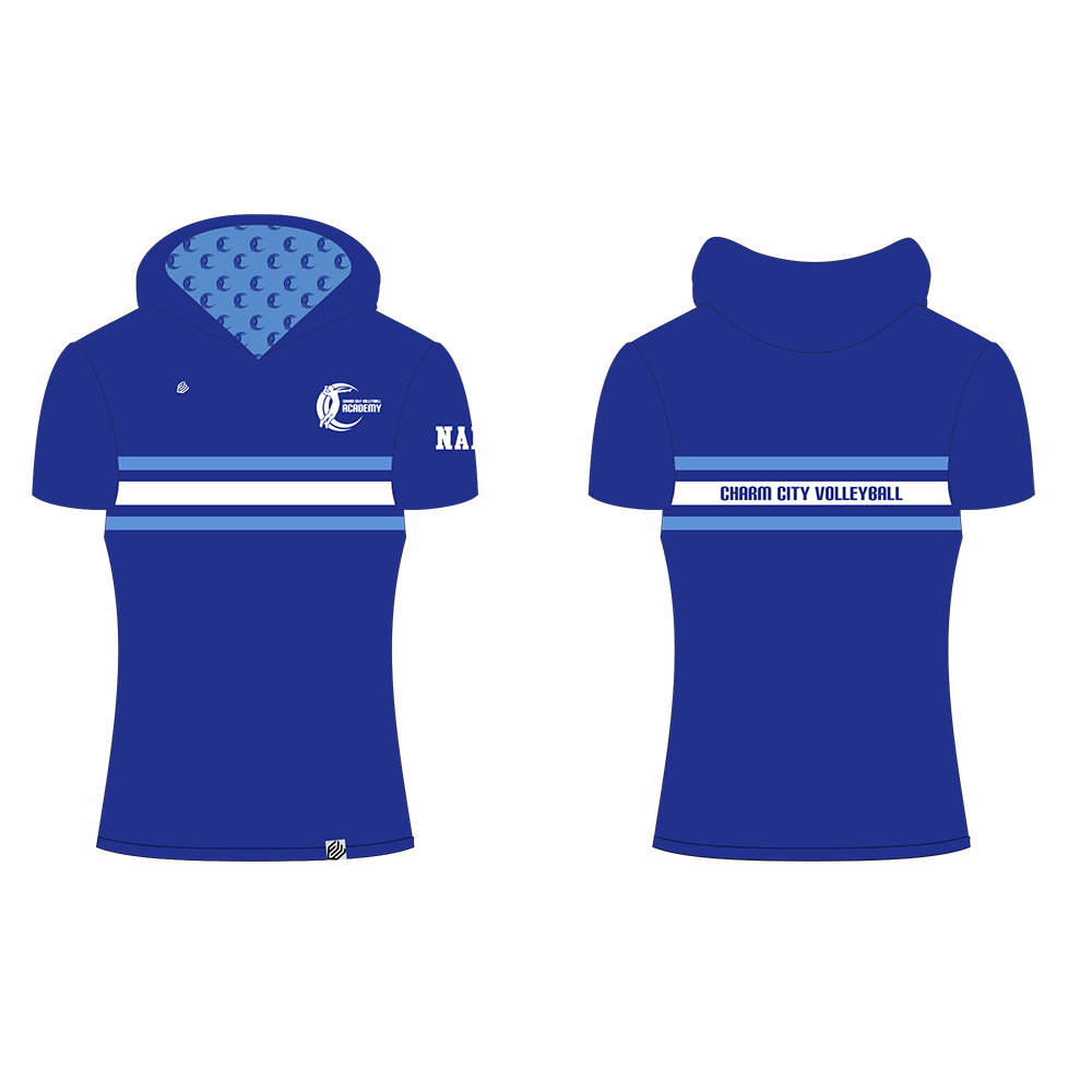 Charm City Volleyball Huddle-1 Short Sleeve Loose Fit Hoodie